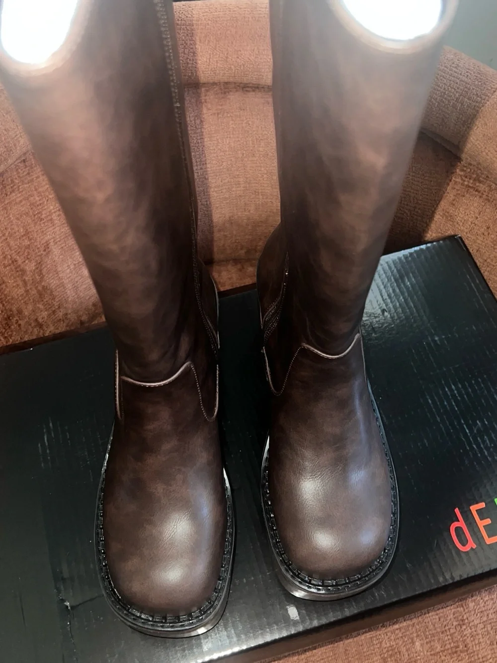 Women’s Brown Platform Knee-High Boots - Picture 4 of 7
